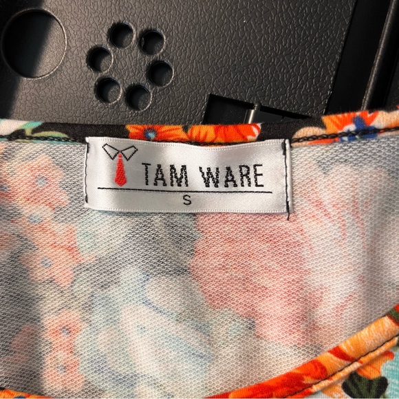 Floral Bodycon Orange and Black Midi Dress - Picture 4 of 8